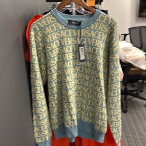 NWT Versace All-Over Embroidered Crewneck Sweater Large 50